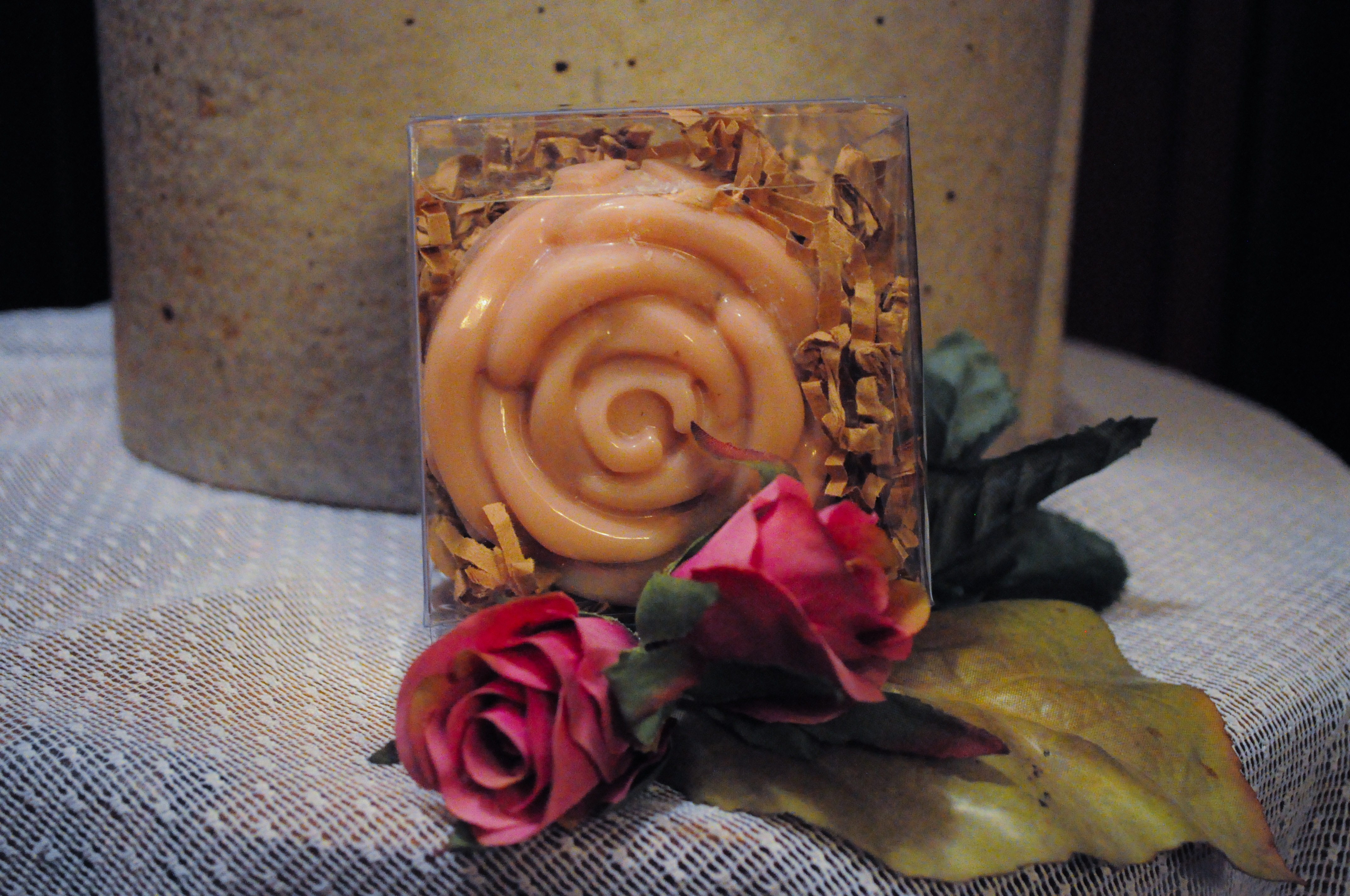 large, handcrafted, rose shaped soap